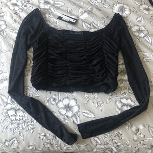 Glassons Polka Dot Long Sleeve Crop Top